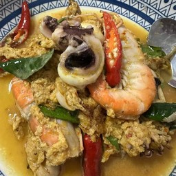 Omelette With Seafood Hor Mok On Rice