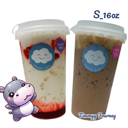 นมสดสตรอเบอร์รี่ + ไมโล_หมูเด้ง (อย่างละ1แก้ว)