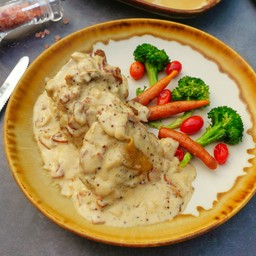 สะโพกไก่ซอสครีมฮันนี่โฮลเกรนมัสตาร์ด