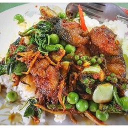 ผัดเผ็ดปลาดุก ราดข้าว