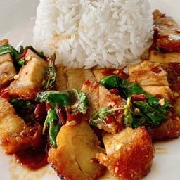 กระเพราหมูกรอบ