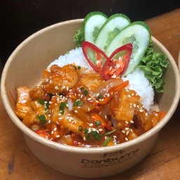 ข้าวหมูสามชั้นผัด ซอสโคชูจัง