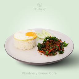 ข้าวกะเพราเนื้อโคขุนสับไข่ดาว