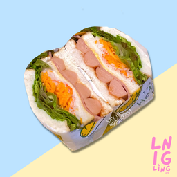 แซนด์วิช ปูอัด ไส้กรอก แฮมไก่