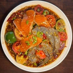 เหลาแซลม่อล+กุ้งสด
