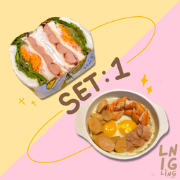 เซตอิ่มคุ้ม(1)( ไข่กระทะ + แซนด์วิชเกาหลี )