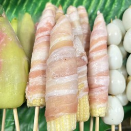 ข้าวโพดอ่อนพันหมูสามชั้น