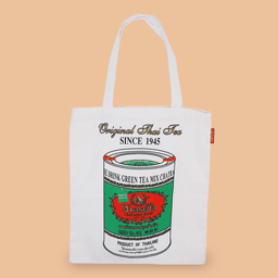 กระเป๋าผ้าลายกระป๋องตรามือ - สีเขียว