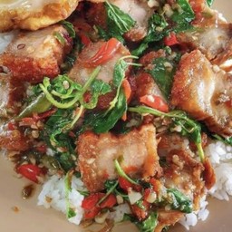 กระเพราหมูกรอบ