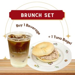 Tuna Bagel + เครื่องดื่ม 1 แก้ว ราคาไม่เกิน 90.-