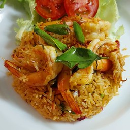 กุ้งขาวใหญ่+ข้าวสวย+เครื่องต้มยำ+ก้อนต้มยำ
