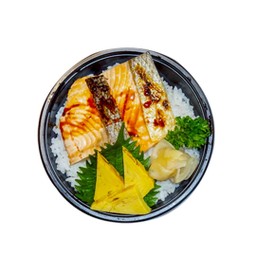 ข้าวหน้าแซลมอนย่างซีอิ๊ว