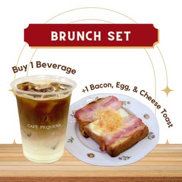 ขนมปังไข่เบค่อนชีส + เครื่องดื่ม 1 แก้วราคาไม่เกิน 90.-