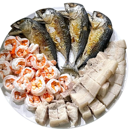 เมี่ยง กุ้ง 6-7ตัว สามชั้น 10-12 ชิ้น ปลาทู 2 ตัว  ชุด s