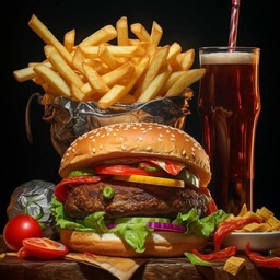 Set D เบอร์เกอร์เนื้อ+เฟรนฟราย