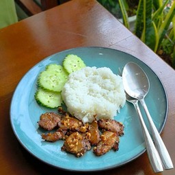 ข้าวหมูทอดกระเทียมพริกไทย