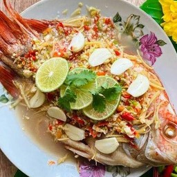 ปลาทับทิมนึ่งมะนาว