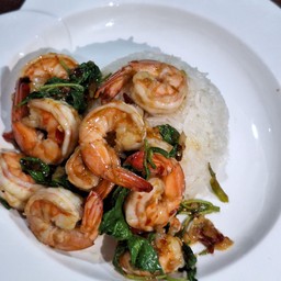 ข้าวราดผัดกะเพรากุ้ง