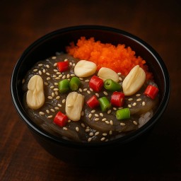 ข้าวหน้ากุ้ง3-4ตัว+ไข่กุ้งคัพ+น้ำจิ้มซีฟู้ด