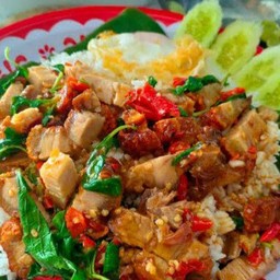 กระเพราถาดหมูสับ