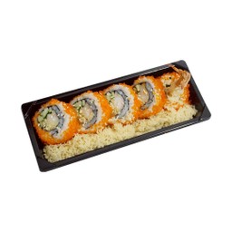 โรลกุ้งทอดเทมปุระคลุกไข่ปลาบิน