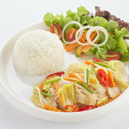 L ข้าวราด ผัดโป๊ยเซียน