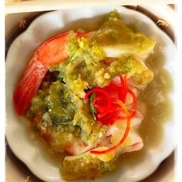 กุ้งเปิ๊ดสะก๊าด (กุ้งนึ่งมะนาว)