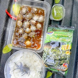 Set. หอยเเครงดองกล่องใหญ่+ข้าว+สาหร่าย
