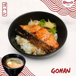 เซตข้าวแซลมอนย่่าง+ซุปมิโสะ