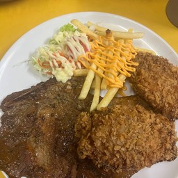 สเต็กพ็อคชอป+สเต็กหมูทอดกรอบ