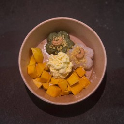 ข้าวเหนียวมะม่วงพร้อมไอศกรีมมะม่วง