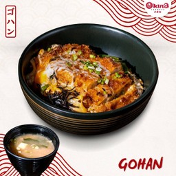 ข้าวหน้าหมูทอดไข่ตุ๋น+ซุปมิโสะ