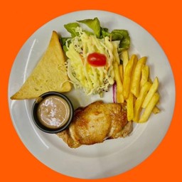 สเต็กสะโพกไก่พริกไทยดำ