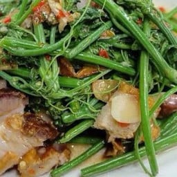 ผัดยอดมะระหมูกรอบไฟแดง