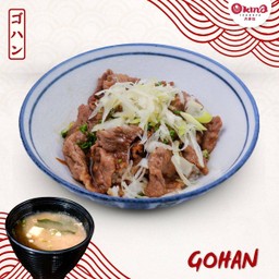 ข้าวหน้าซอสเทอริยากิ+ซุปมิโสะ