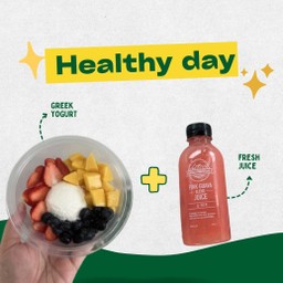 เฮลตี้เดย์ กรีกโยเกิร์ต+น้ำผลไม้บ้านสวน