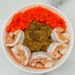 ข้าวหน้ามันปูทาระบะ+กุ้งต้ม+ไข่กุ้ง