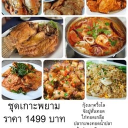 ชุดเกาะพยาม กุ้งเผาครึ่งโล กะพงทอดน้ำปลา ต้มยำรวมมิตร ไก่ทอดเกลือ ทอดมันปลากราย สามชั้นผัดพริกเกลือ จ๊อปู ข้าวผัดปูกลาง