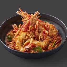 กุ้งแม่น้ำผัดผงกะหรี่(2ตัว)