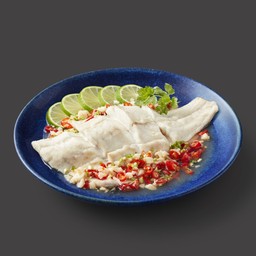 เนื้อปลาปลากะพงนึ่งมะนาว