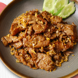หมูนุ่มคั่วกระเทียม (กับข้าว)