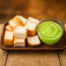 ปังนึ่งสังขยาใบเตย Steamed Bread with Pandan Custard 