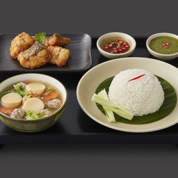 ชุดแกงจืดเต้าหู้หมูสับ+ปลากะพงทอด