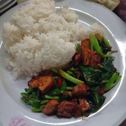 ผัดคะน้าหมูกรอบ