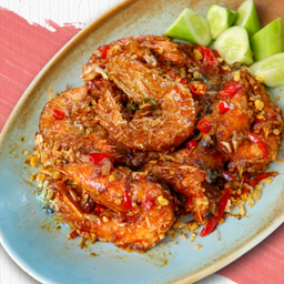 กุ้งคั่วพริกเกลือ (กับข้าว)