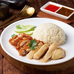 ข้าวมันไก่ต้ม+ไก่ทอด