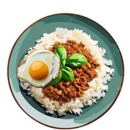 ข้าวกะเพราพริกแห้งไก่หน่อไม้ดอง