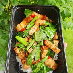 ผัดคะน้าหมูกรอบ