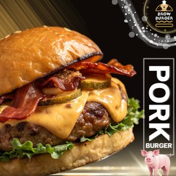 เบอร์เกอร์หมู [ชีสและเบค่อนต้อง Addon เองนะ]