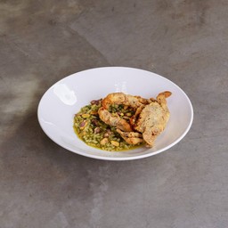 Risotto Soft Shell Crab Pistachio Pesto